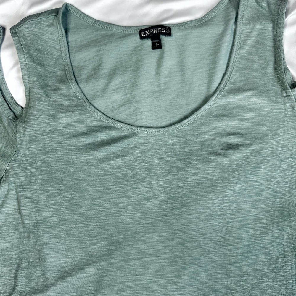 Express Sage Green Blouse with Cutout Sleeves - Picture 6 of 12